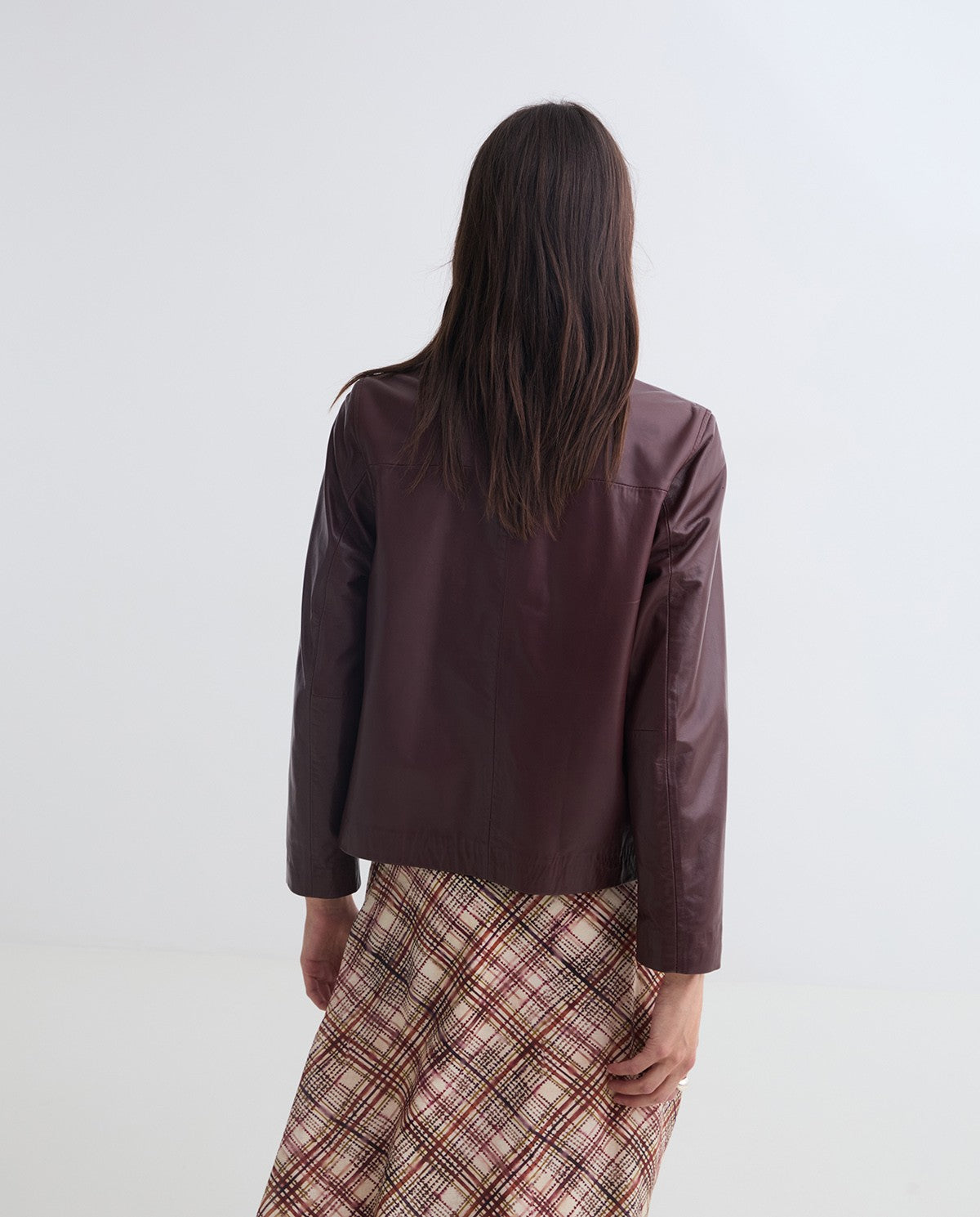 100% leather short jacket burgundy