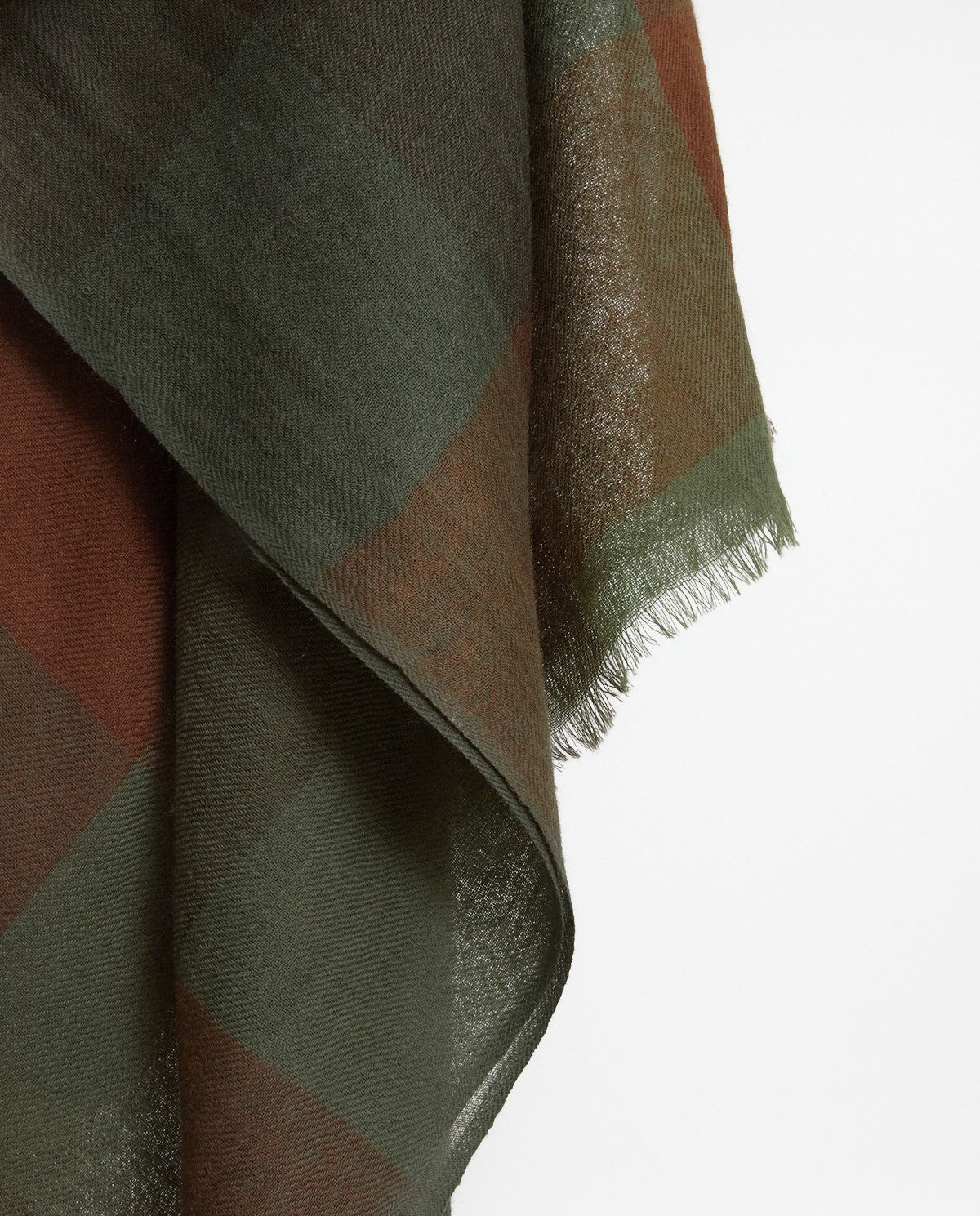 Khaki 100% wool checked foulard