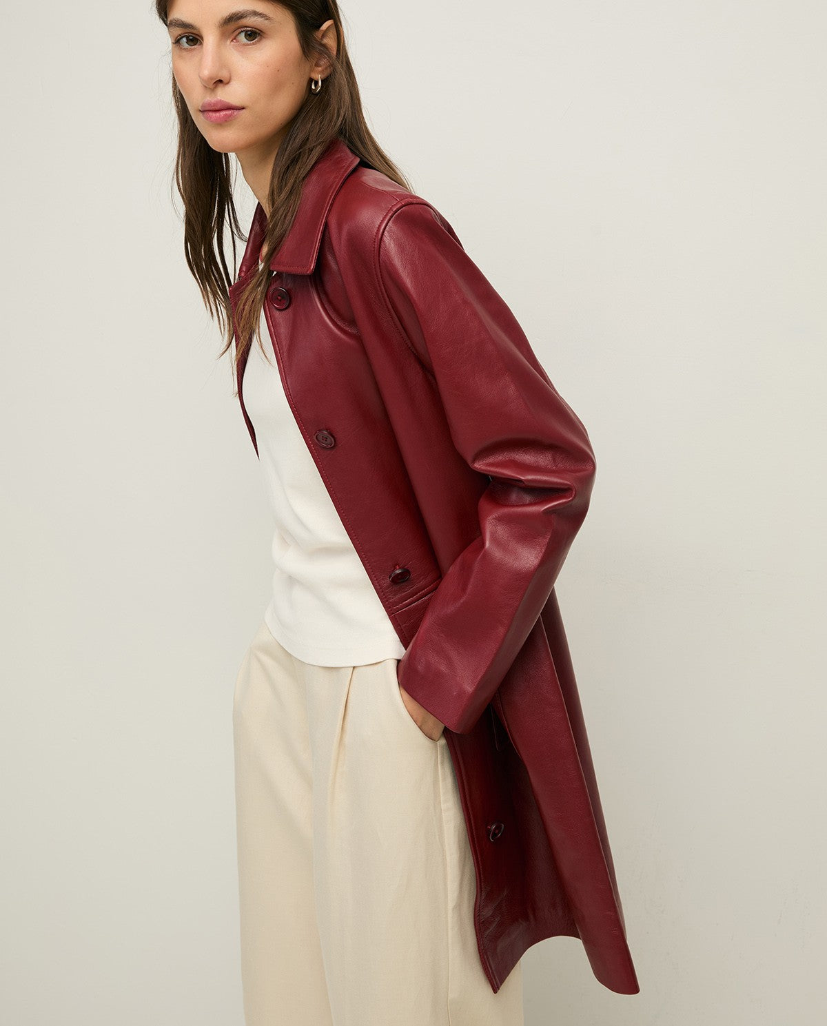 Long Napa leather jacket