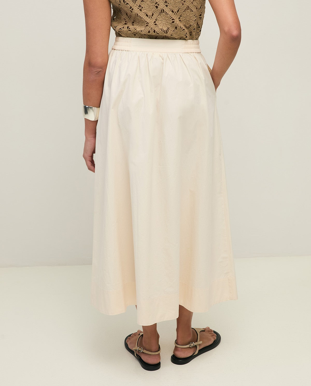 Long cotton poplin skirt