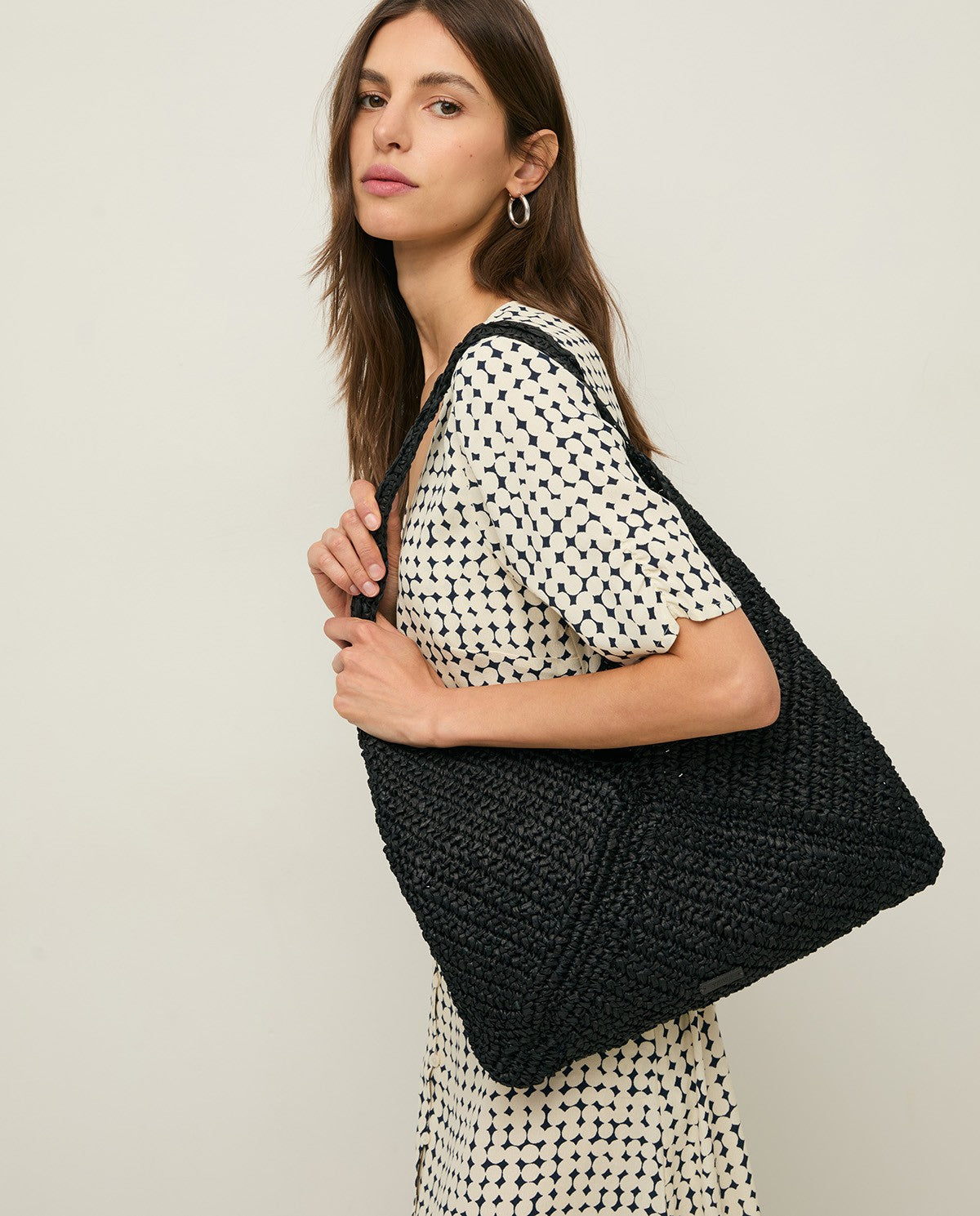 Woven-raffia hobo bag