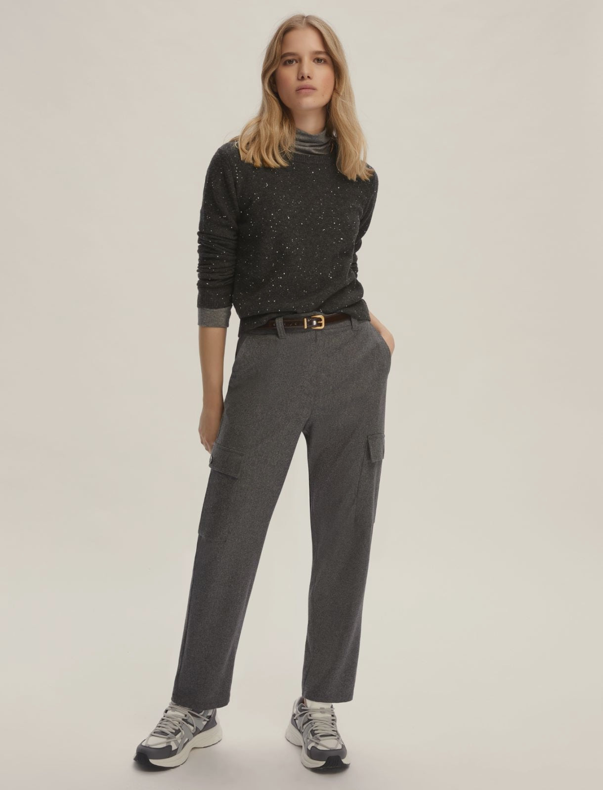 Grey cargo trousers