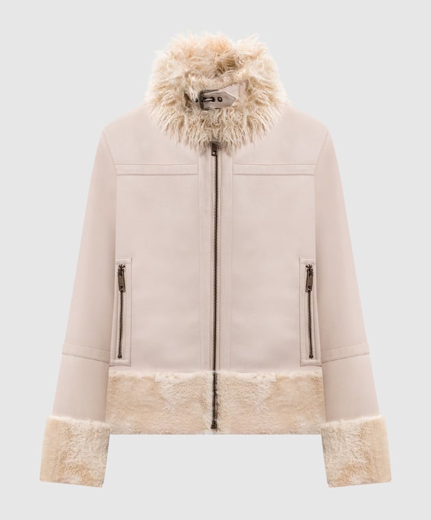 Faux leather jacket with faux fur