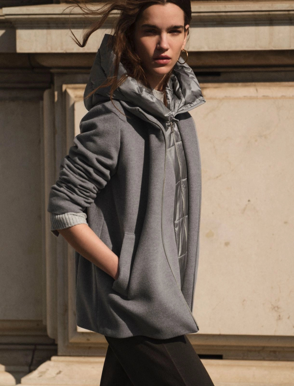 Soft padded cloth heavy jacket - forest green