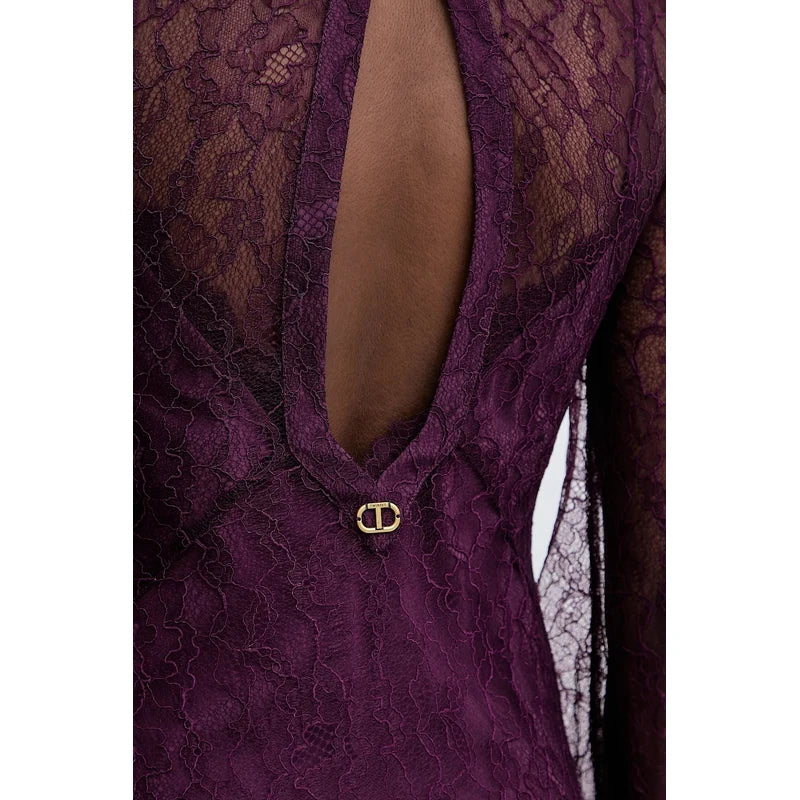 Purple tulle maxi dress