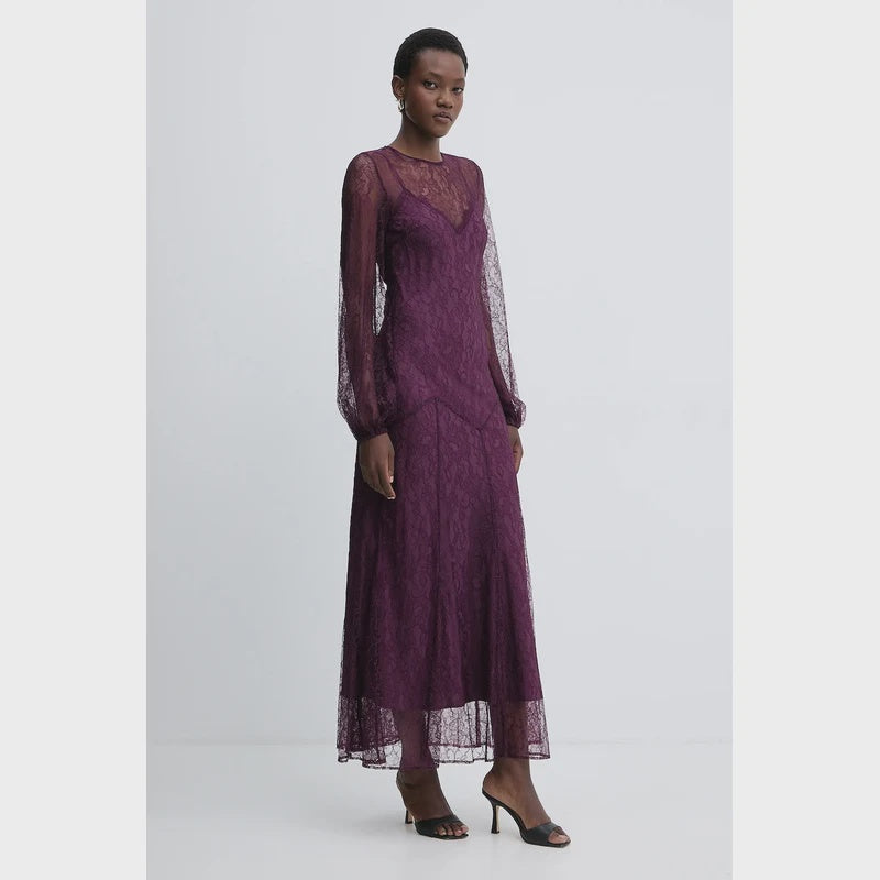 Purple tulle maxi dress