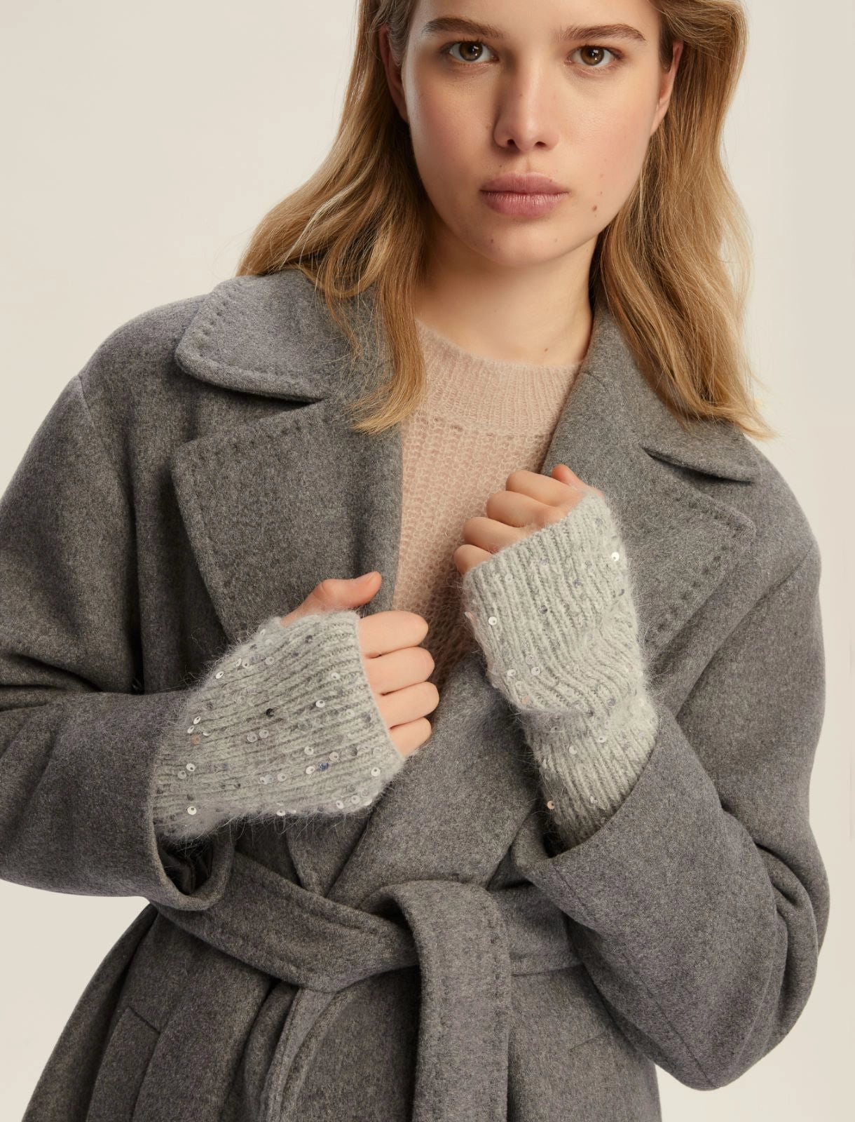 Sequinned fingerless gloves