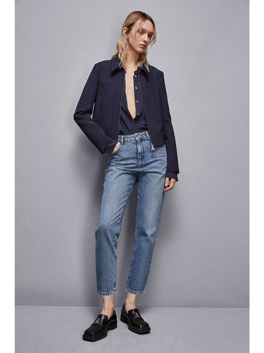 Navy cropped jacket