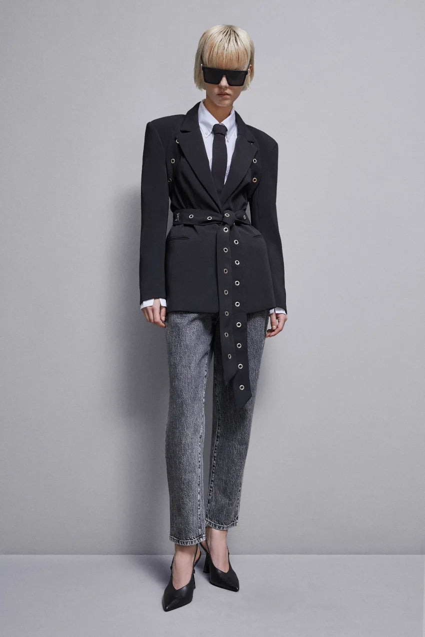 Blazer de crepé con corte boyfriend