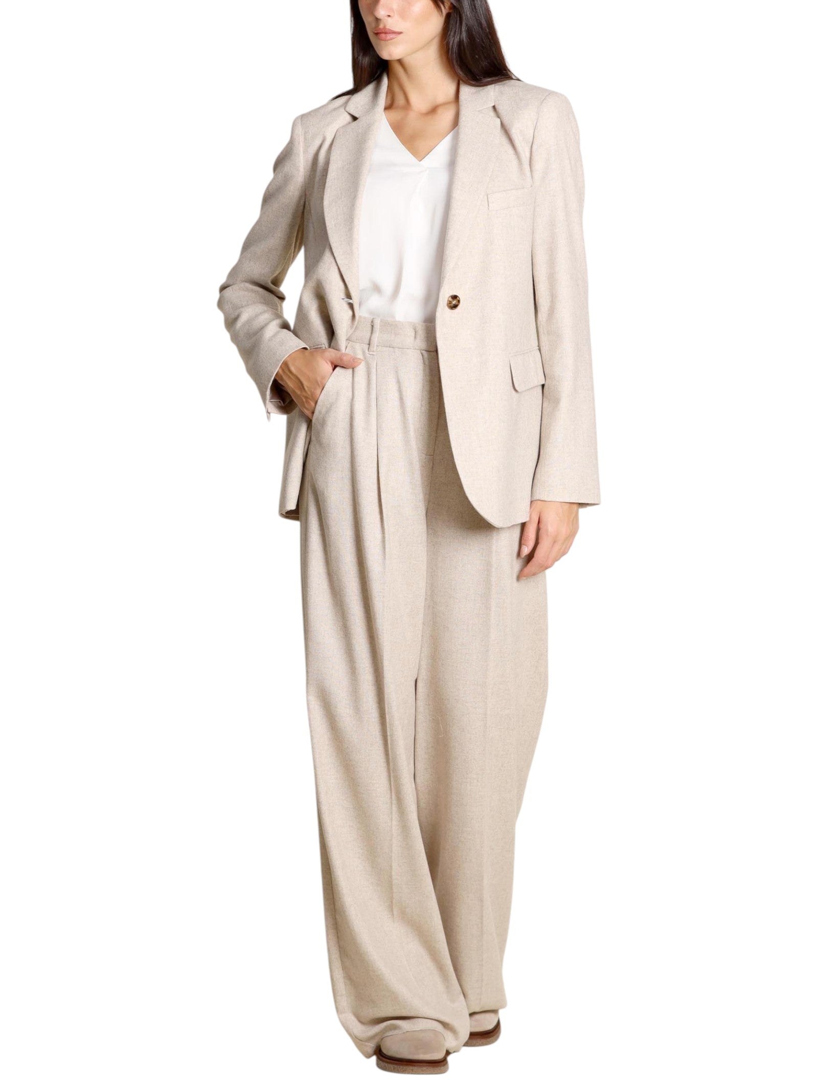 Flannel blazer beige