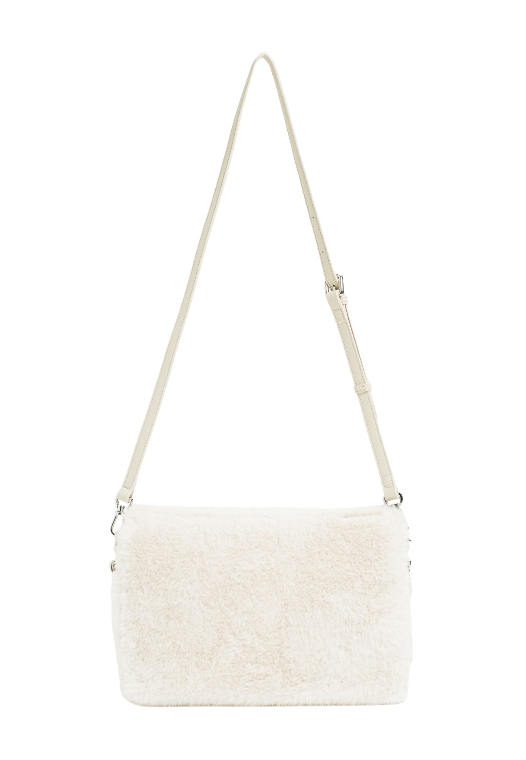 Faux Fur Shoulder Bag with Decorative Chain