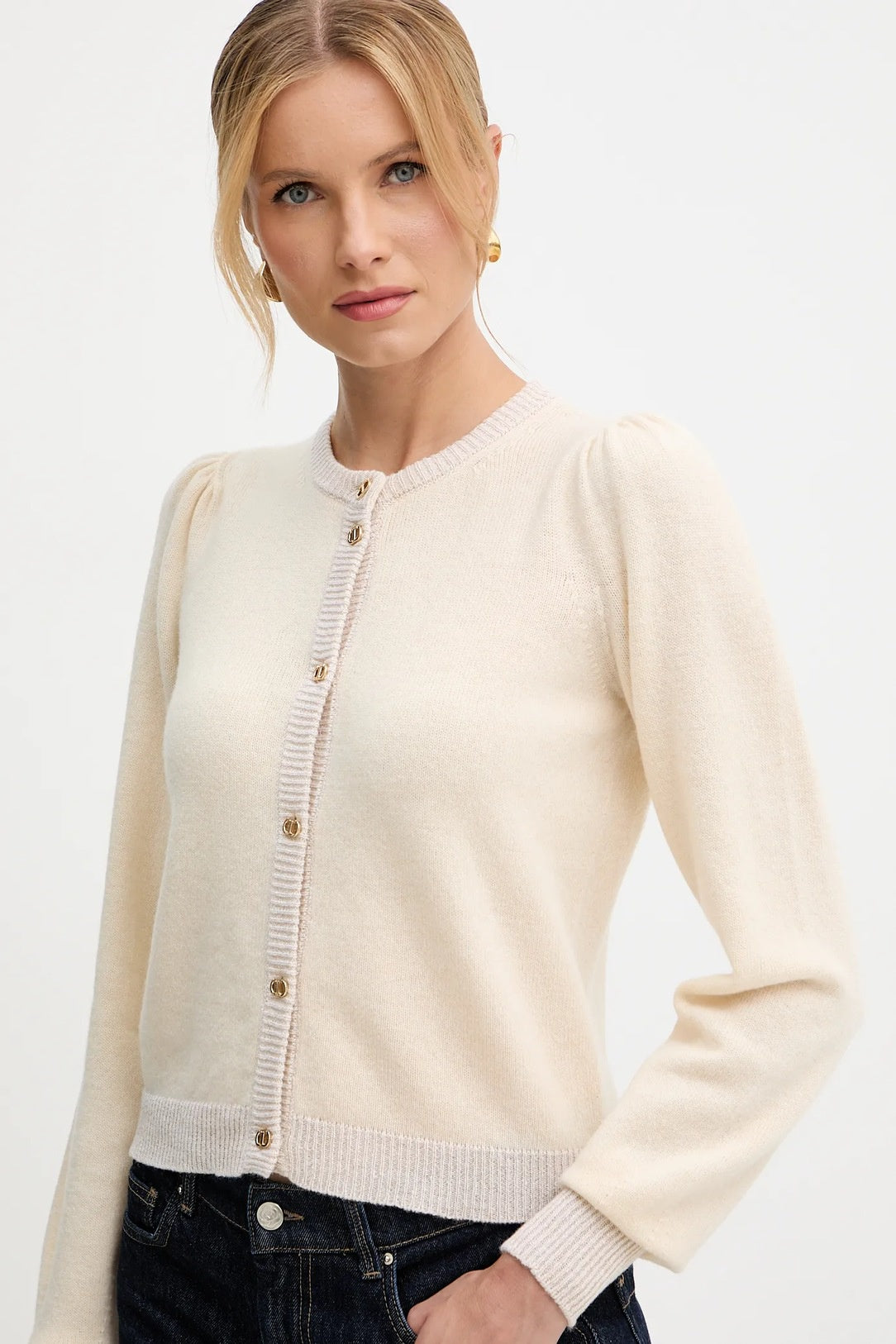 Cashmere blend cardigan with lurex