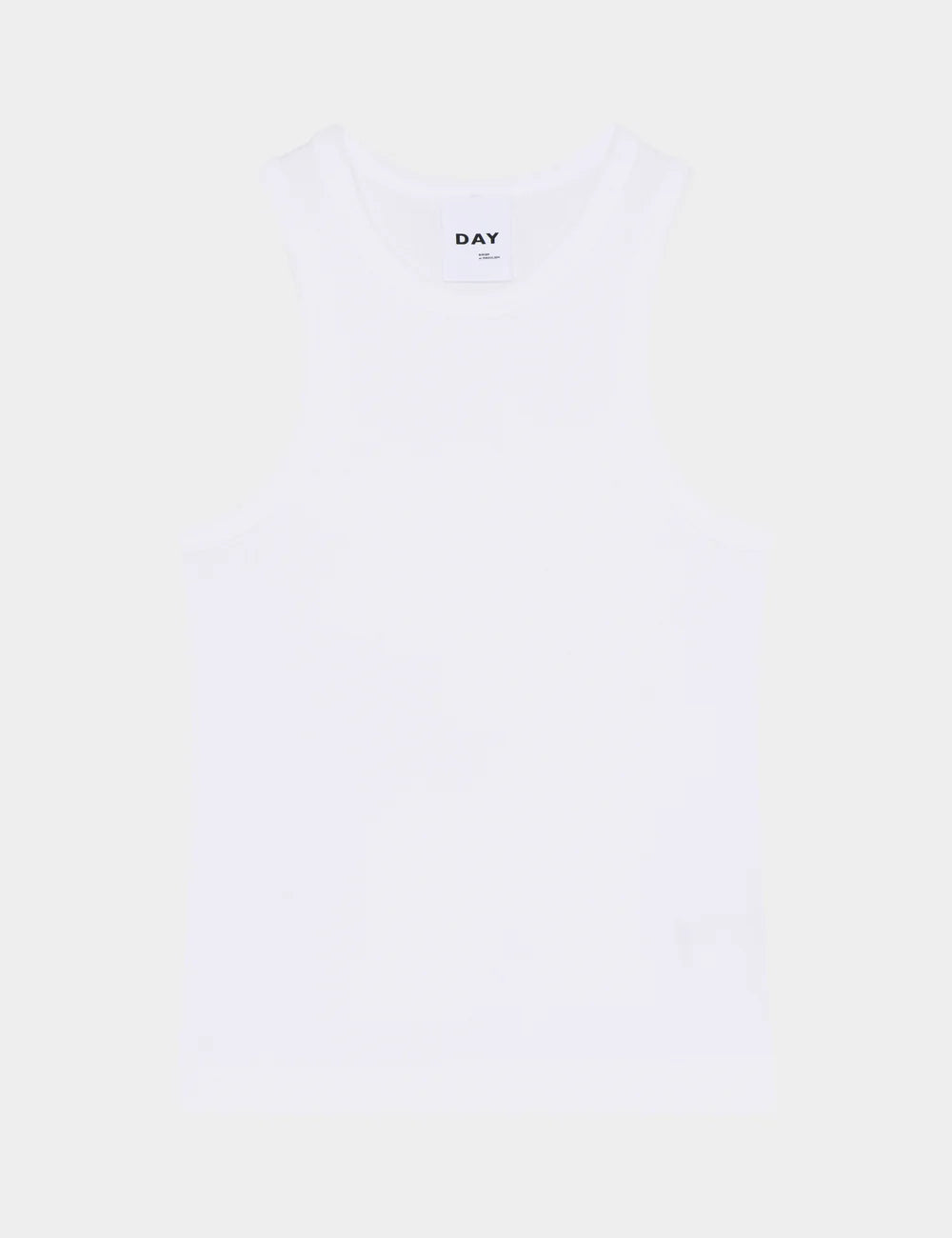 Top clásico de canalé Alisson blanco brillante