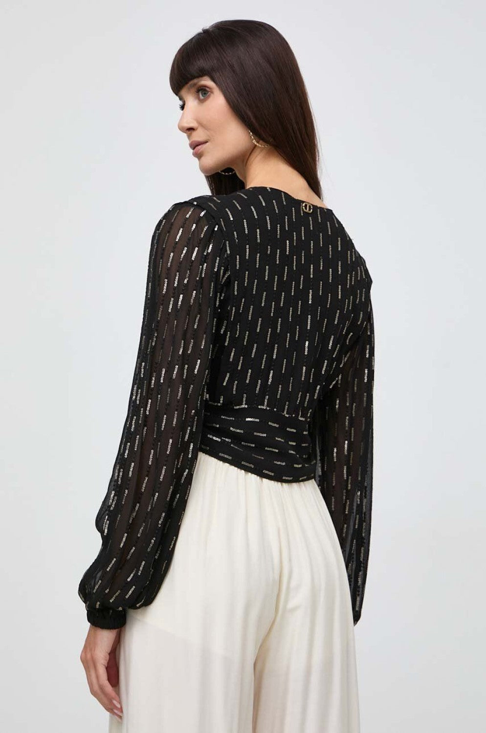 blusa de lentejuelas de manga larga