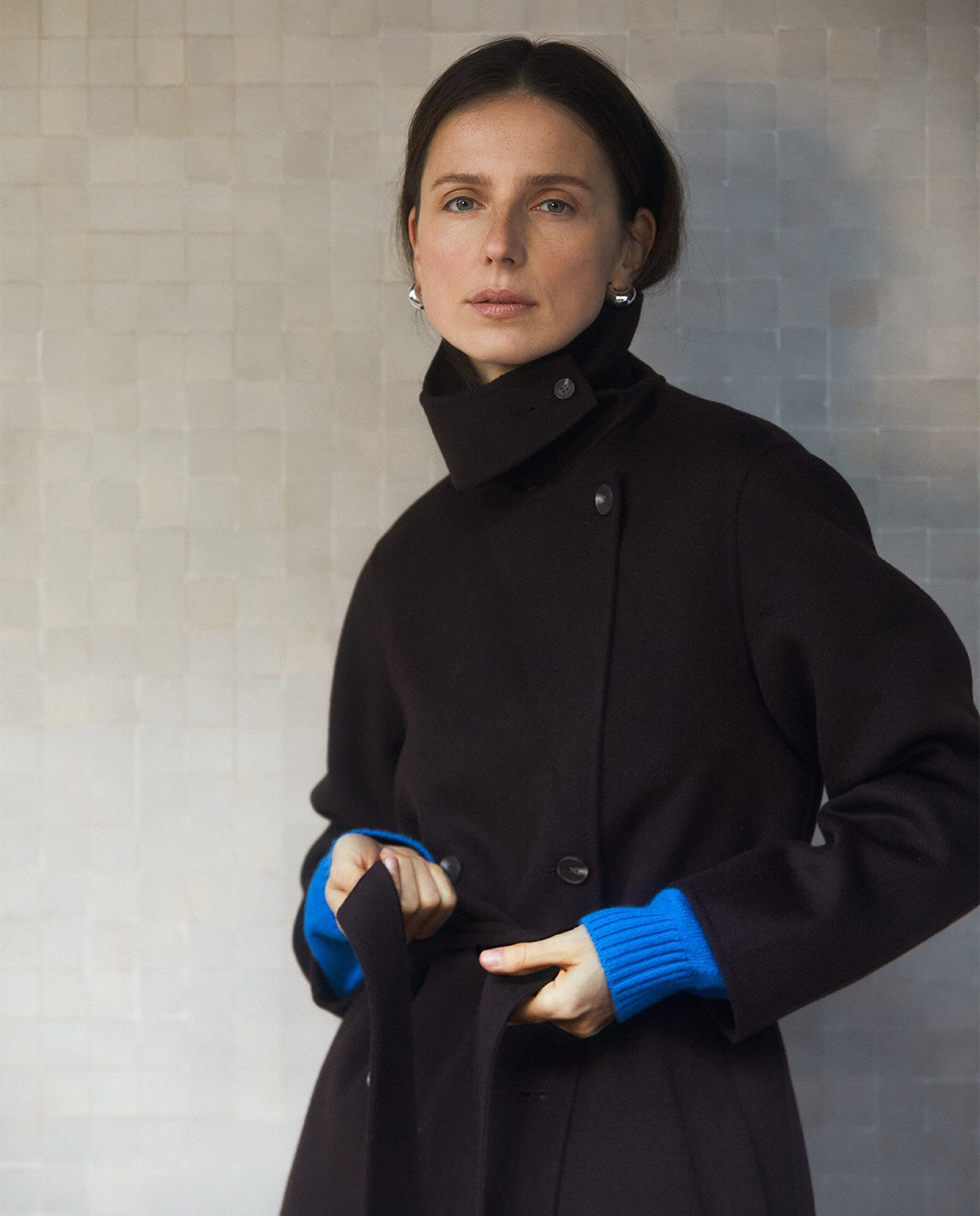 Handmade wool-blend long coat Chocolate