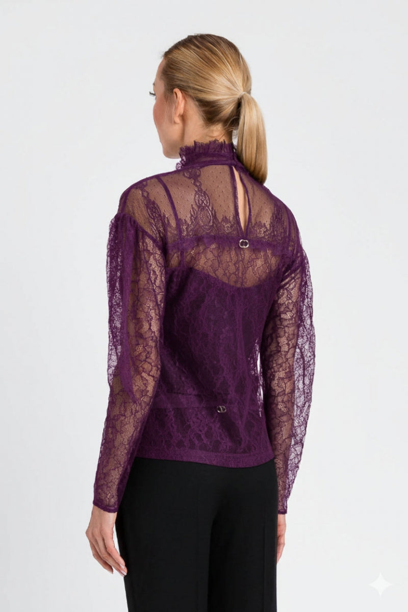 Lace blouse with ruffles