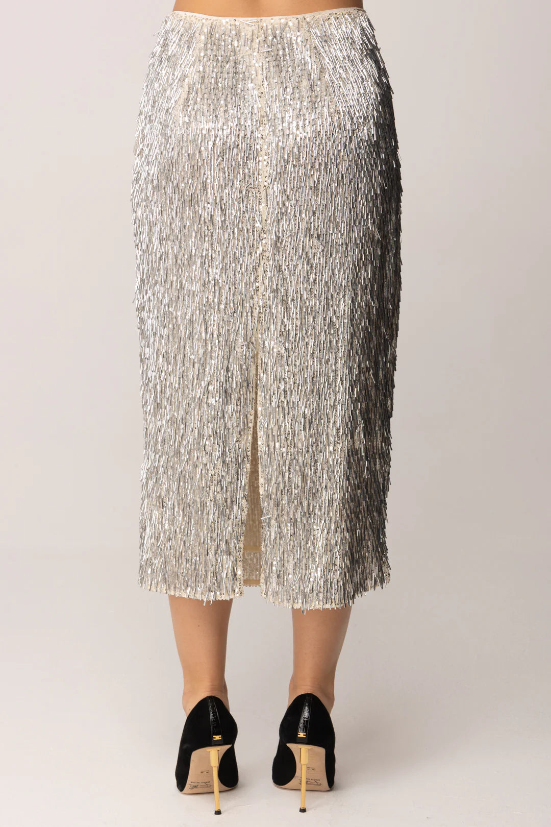 Sequined tulle midi skirt