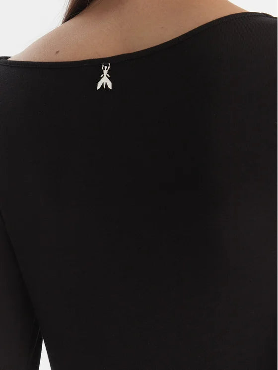 Top with asymmetrical neckline and draping