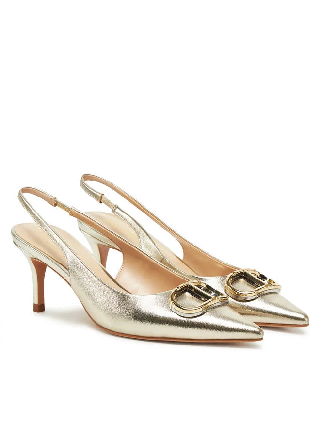 Genuine leather golden stiletto