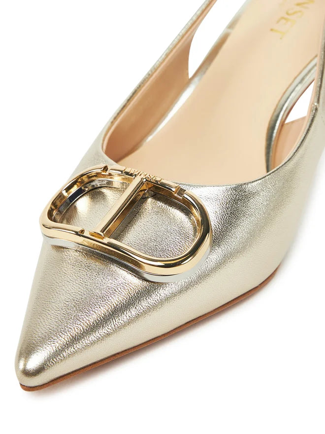 Genuine leather golden stiletto